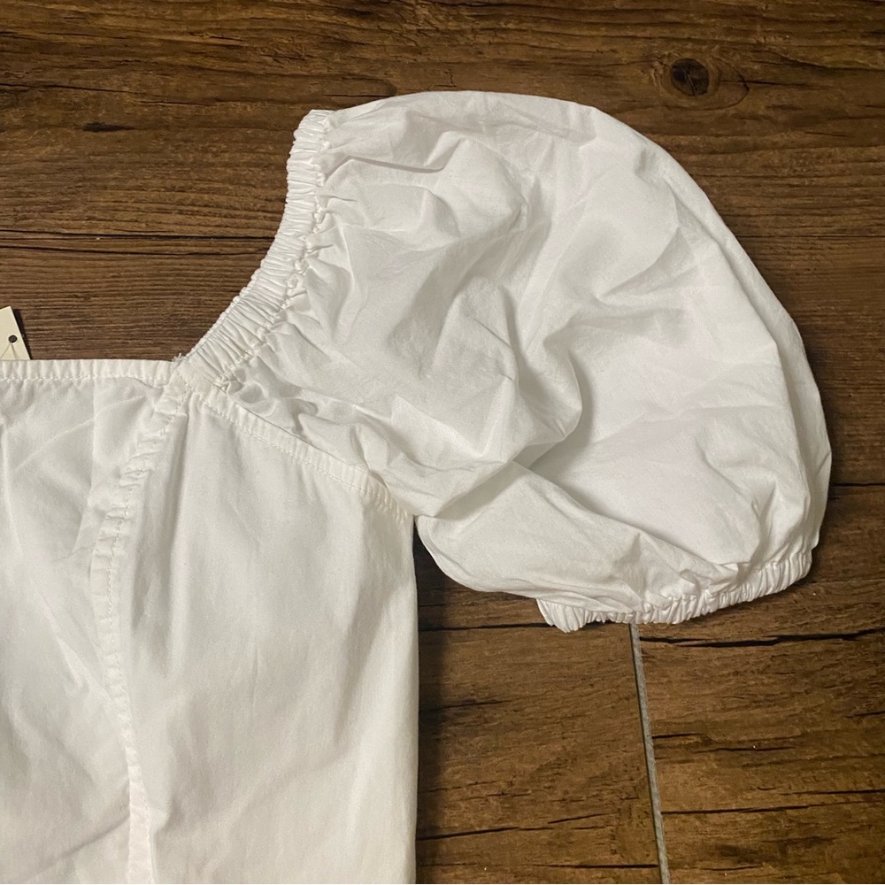 NWT Aerie White Puff-Sleeve Crop Top - Picture 6 of 8